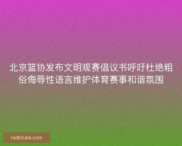 北京篮协发布文明观赛倡议书呼吁杜绝粗俗侮辱性语言维护体育赛事和谐氛围
