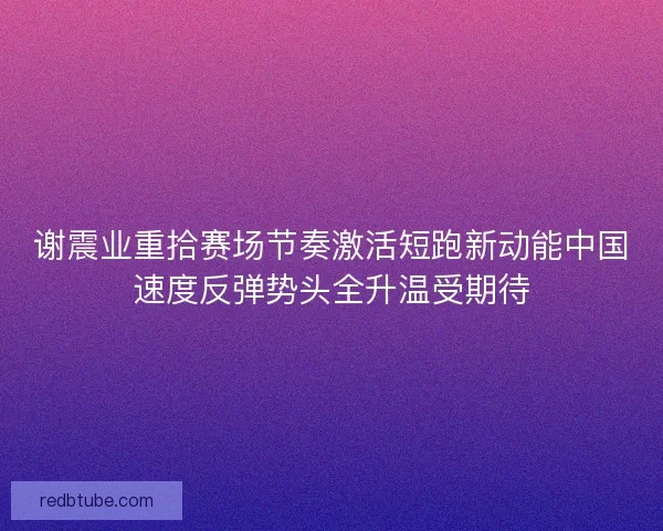 谢震业重拾赛场节奏激活短跑新动能中国速度反弹势头全升温受期待